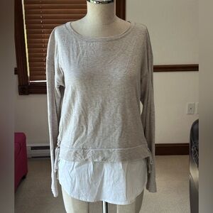 White House Black Market Beige and White Layered Sweatshirt